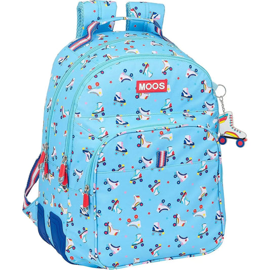 Mochila escolar Safta Moos Roller azul resistente y ligera 32x15x42cm