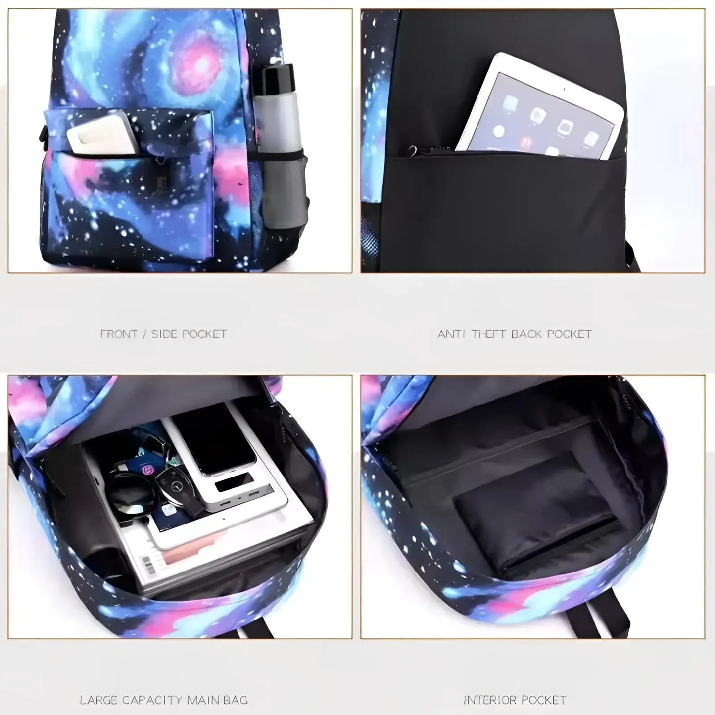 Mochila Escolar Stitch Set 3 Piezas para Niños y Adolescentes—Set de Estuche Bandolera Diseño Dibujos Animados Moda