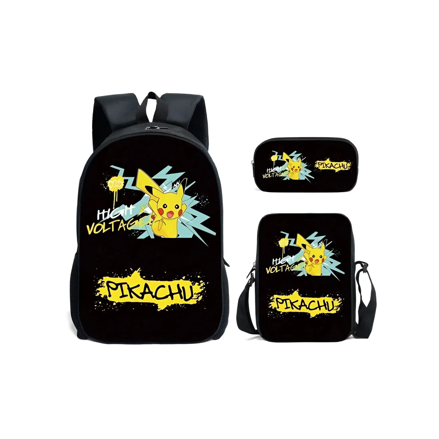 Mochila Escolar Stitch Set 3 Piezas para Niños y Adolescentes—Set de Estuche Bandolera Diseño Dibujos Animados Moda