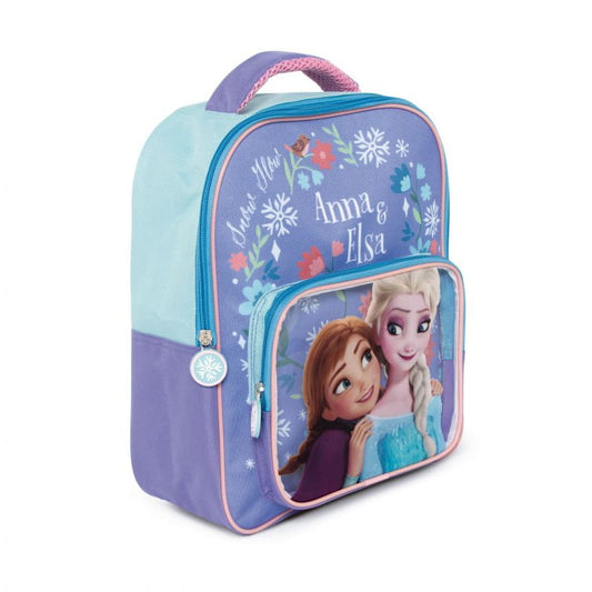 Mochila infantil Frozen Anna y Elsa con bolsillo transparente 30x24,5x11cm
