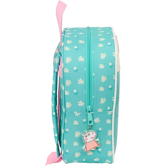 Mochila infantil PEPPA PIG PRETTY FLOWERS 22x10x27cm adaptable a carro ideal guardería