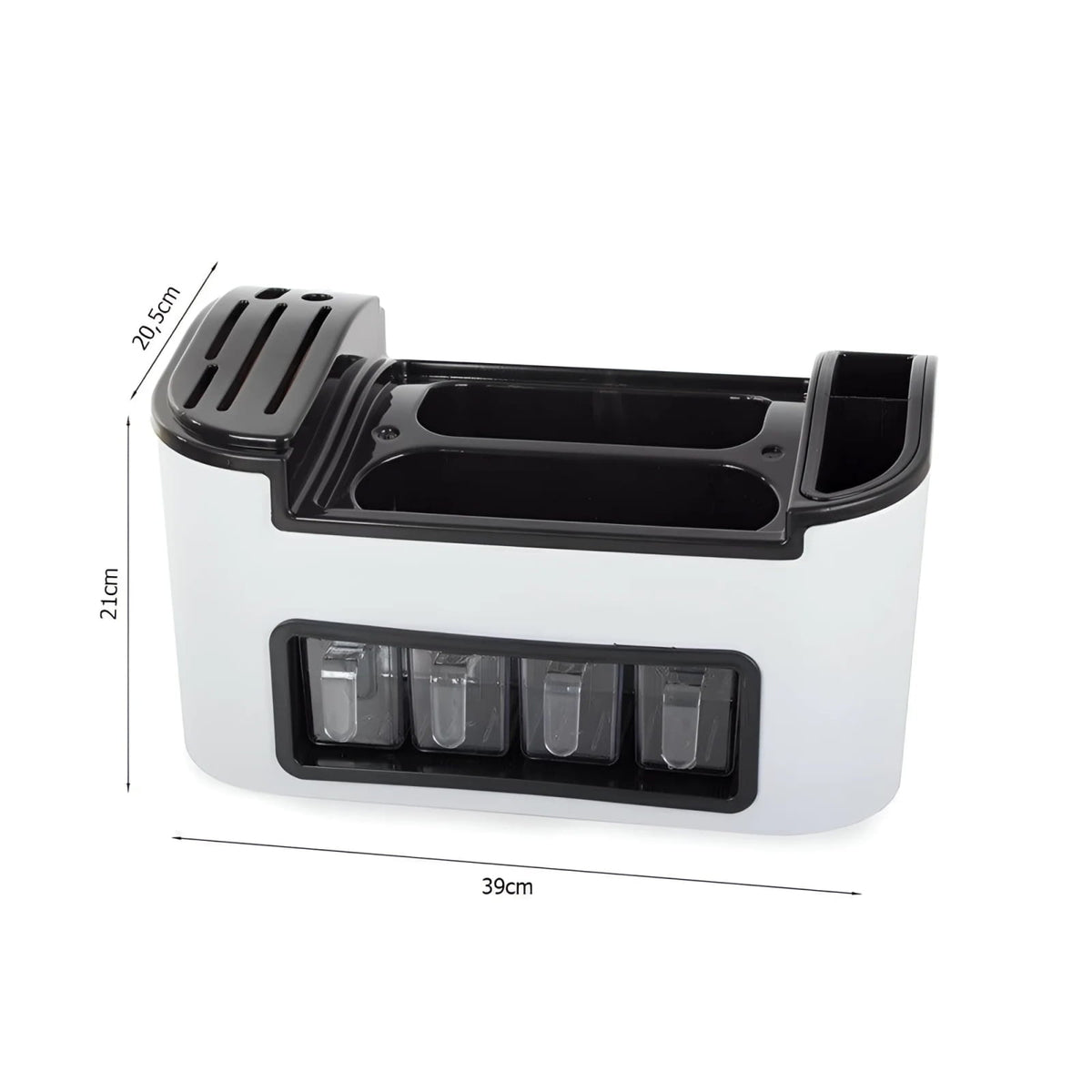 Organizador de cocina con cajones para especias y espacio para cuchillos y cubiertos