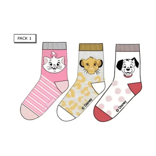 Pack 3 calcetines infantiles DISNEY con MARIE SIMBA Y 101 DÁLMATAS 1 - 23/26