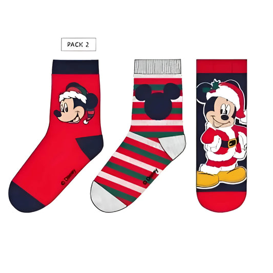 Pack 3 calcetines infantiles MICKEY MOUSE navidad rojo 27/30