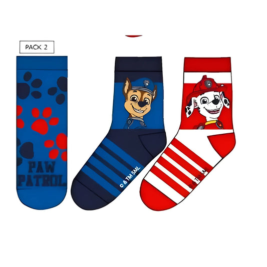 Pack 3 calcetines infantiles PAW PATROL PATRULLA CANINA Chase y Marshall azul 23/26