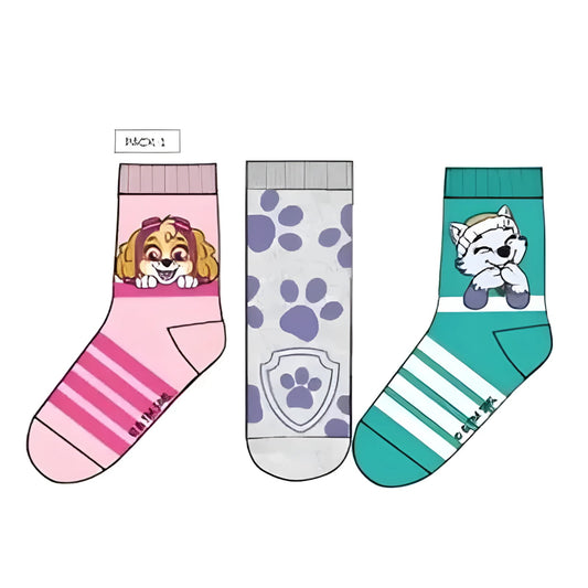 Pack 3 calcetines infantiles PAW PATROL PATRULLA CANINA Skye y Everest verde 31/34