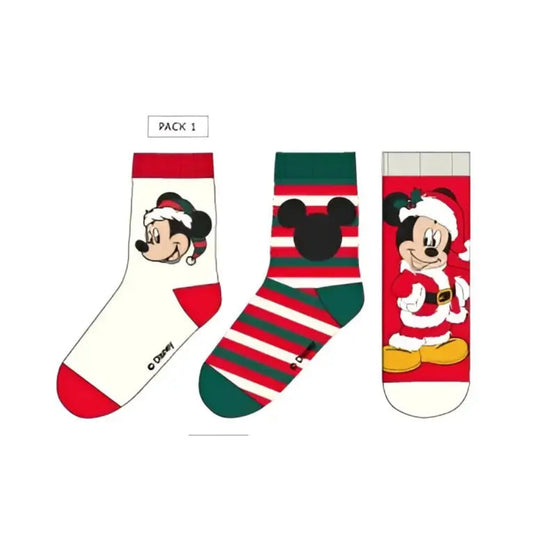 Pack 3 calcetines infantiles MICKEY MOUSE edición NAVIDAD 1