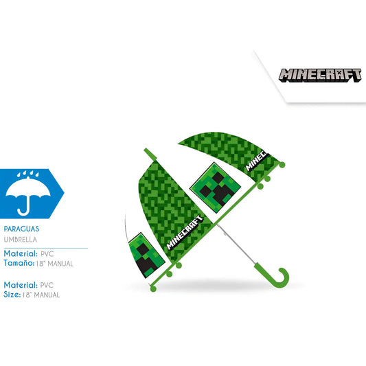 Paraguas infantil 46cm transparente Minecraft