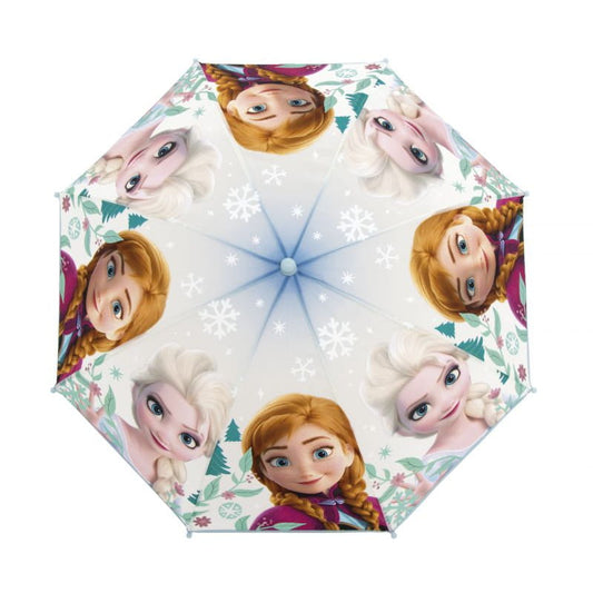 Paraguas infantil 82cm diámetro Frozen Anna y Elsa mango azul flojo