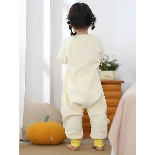 Pijama para Bebé y Niños con Pies Saco de Dormir Tela Suave Manga Larga Ideal Invierno Estampados Divertidos Amarillo