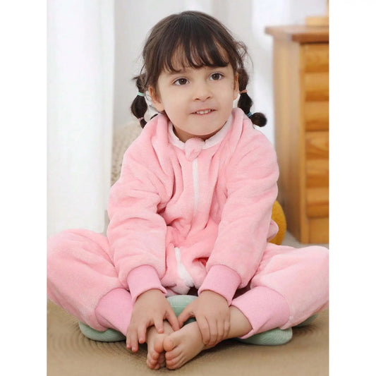 Pijama para Bebé y Niños con Pies Saco de Dormir Tela Suave Manga Larga Ideal Invierno Estampados Divertidos Rosa