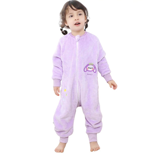 Pijama para Bebé y Niños con Pies Saco de Dormir Tela Suave Manga Larga Ideal Invierno Estampados Divertidos Lila