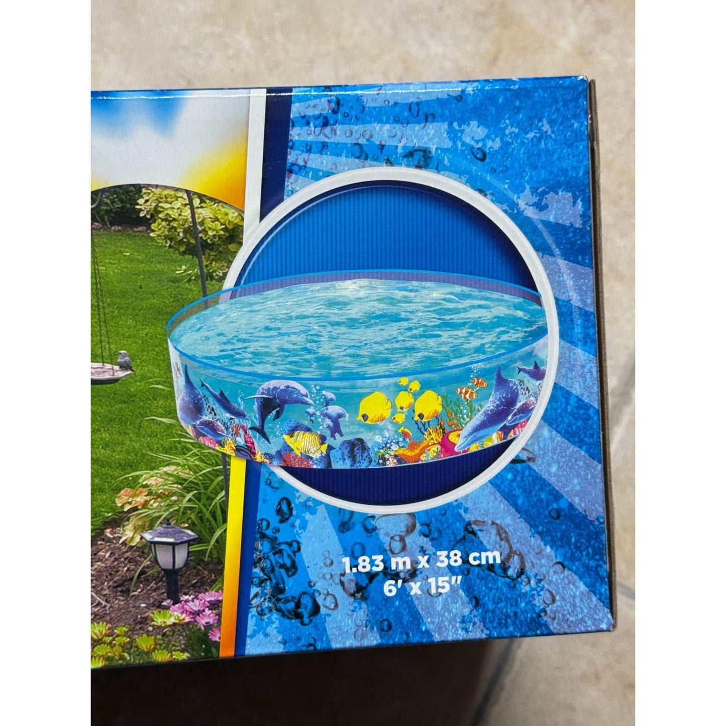 Piscina infantil redonda transparente con diseño de animales marinos para niños