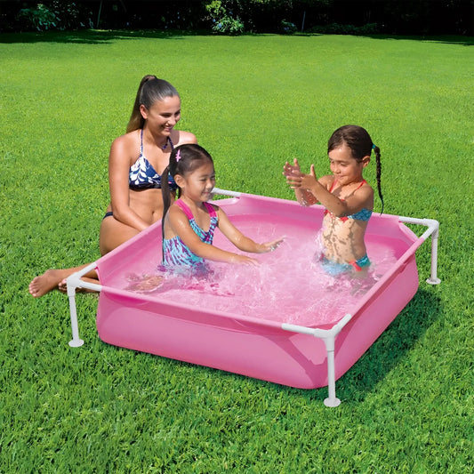 Piscina infantil y para mascotas 122x122x30,5 cm rosa | Tubular fácil montaje desmontable
