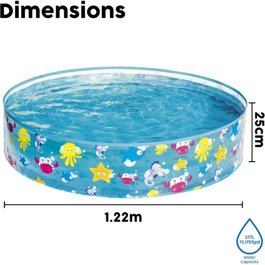 Piscina Infantil para Niños Redonda Animales Marinos 122x25cm 277L Verano Bestway
