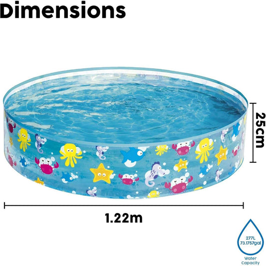 Piscina infantil redonda con animales marinos para niños 122x25cm Bestway