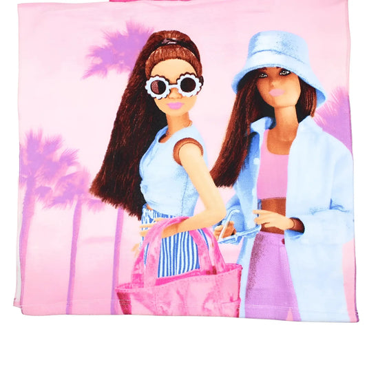 Poncho Playa Piscina Barbie 55x110cm infantil de microfibra para niños Oficial - pokemon 60x130