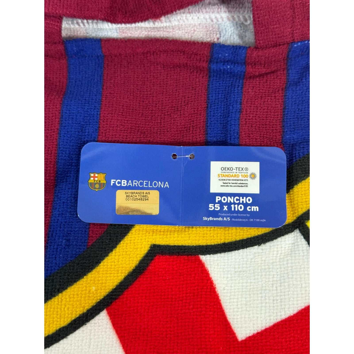 poncho infantil fc barcelona playa piscina microfibra 55x110cm