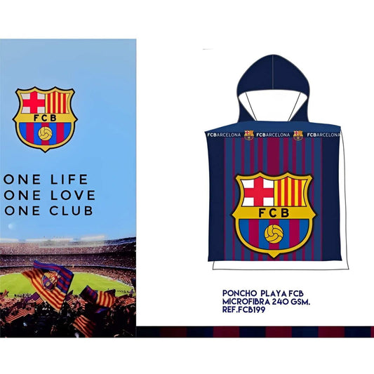 Poncho playa piscina infantil microfibra oficial FC Barcelona