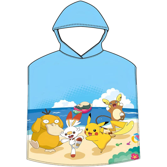 Poncho Playa Piscina Pokémon 55x110cm infantil de microfibra para niños Oficial