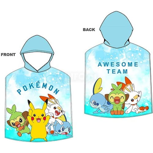 Poncho Playa Piscina Pokémon awesome team 55x110cm infantil de microfibra