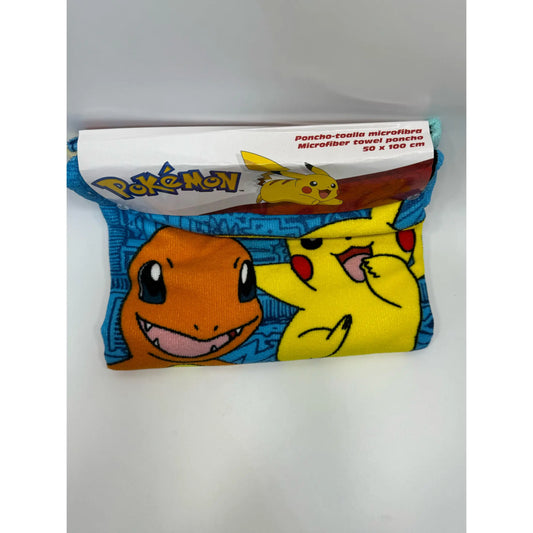 Poncho Playa Piscina Pokémon Iniciales 55x110cm infantil de microfibra para niños Oficial