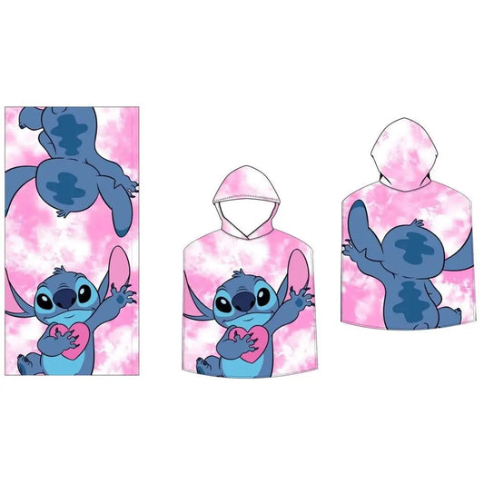 Poncho Toalla Playa Piscina infantil STITCH 55X110CM