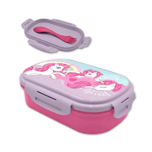 Sandwichera con cubiertos Unicornio ideal para niños y niñas
