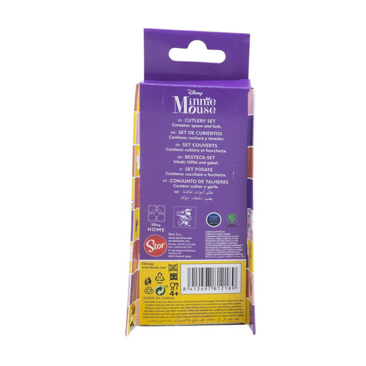 Set de 2 cubiertos metálicos Minnie Mouse Disney (cuchara y tenedor)