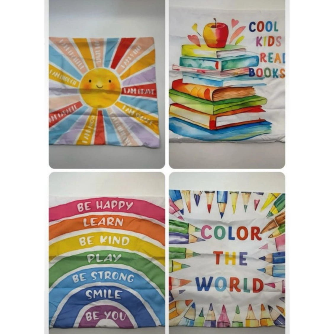 Set 4 fundas de cojín 45x45cm poliéster tacto suave - Multicolor - Funda Cojin