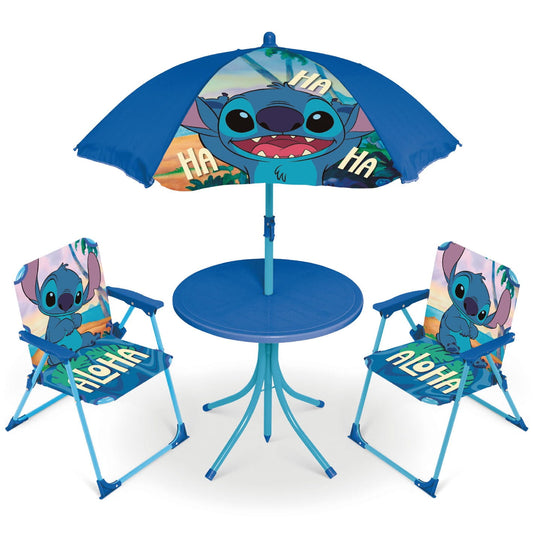 Set camping con mesa dos sillas y sombrilla de Stitch Disney - conjunto