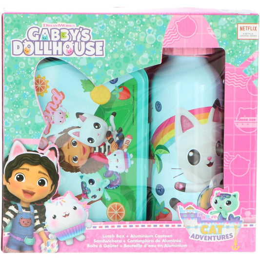 Set de cantimplora aluminio 500ml + Sandwichera GABBY´S DOLLHOUSE - Botella