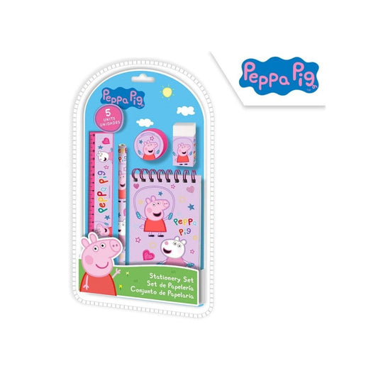 Set de Papelería Peppa Pig 5 Piezas - Material Escolar Infantil - papelería