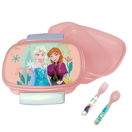 Set túper lonchera sandwichera con cubiertos Frozen - Tupper
