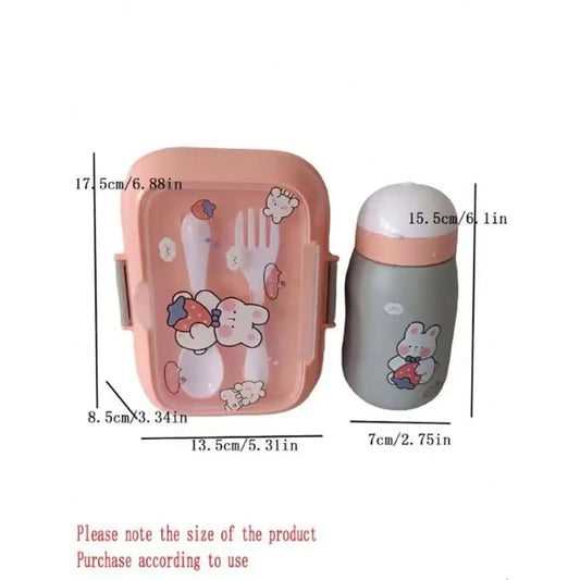 Set túper vaso y cubiertos infantil para almuerzo merienda Rosa - Tuper