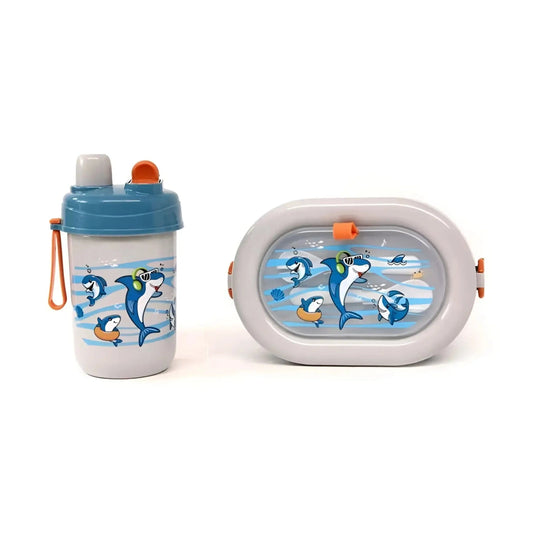 Set túper y vaso infantil para almuerzo merienda Azul - Tuper