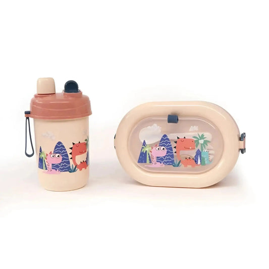 Set túper y vaso infantil para almuerzo merienda Crema - Tuper