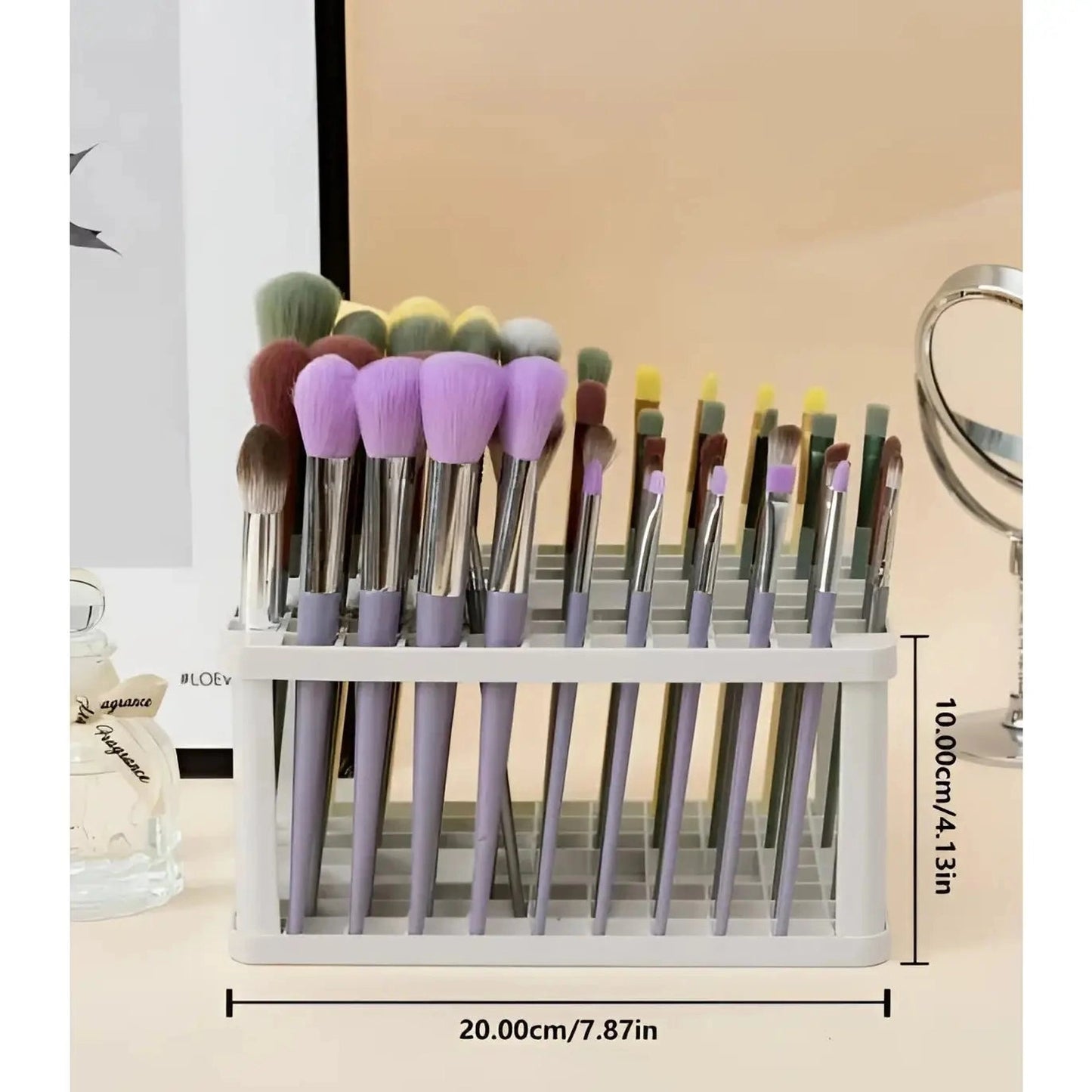 Soporte de almacenamiento para brochas y pinceles maquillaje organizador escritorio - Gris