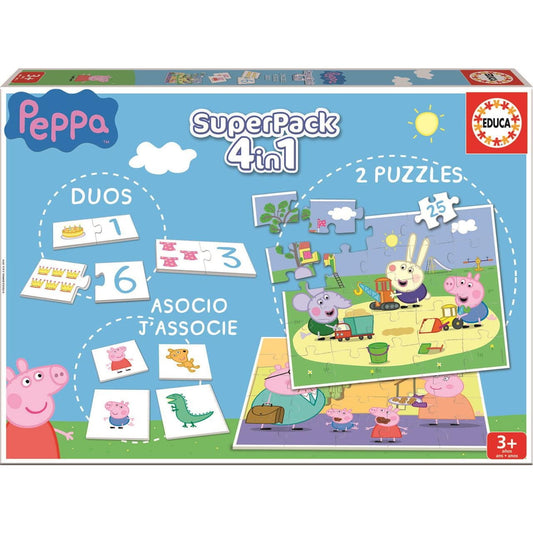Superpack 4 en 1 Peppa Pig (Duos Juego de asociación y 2 puzzles) - Juguete
