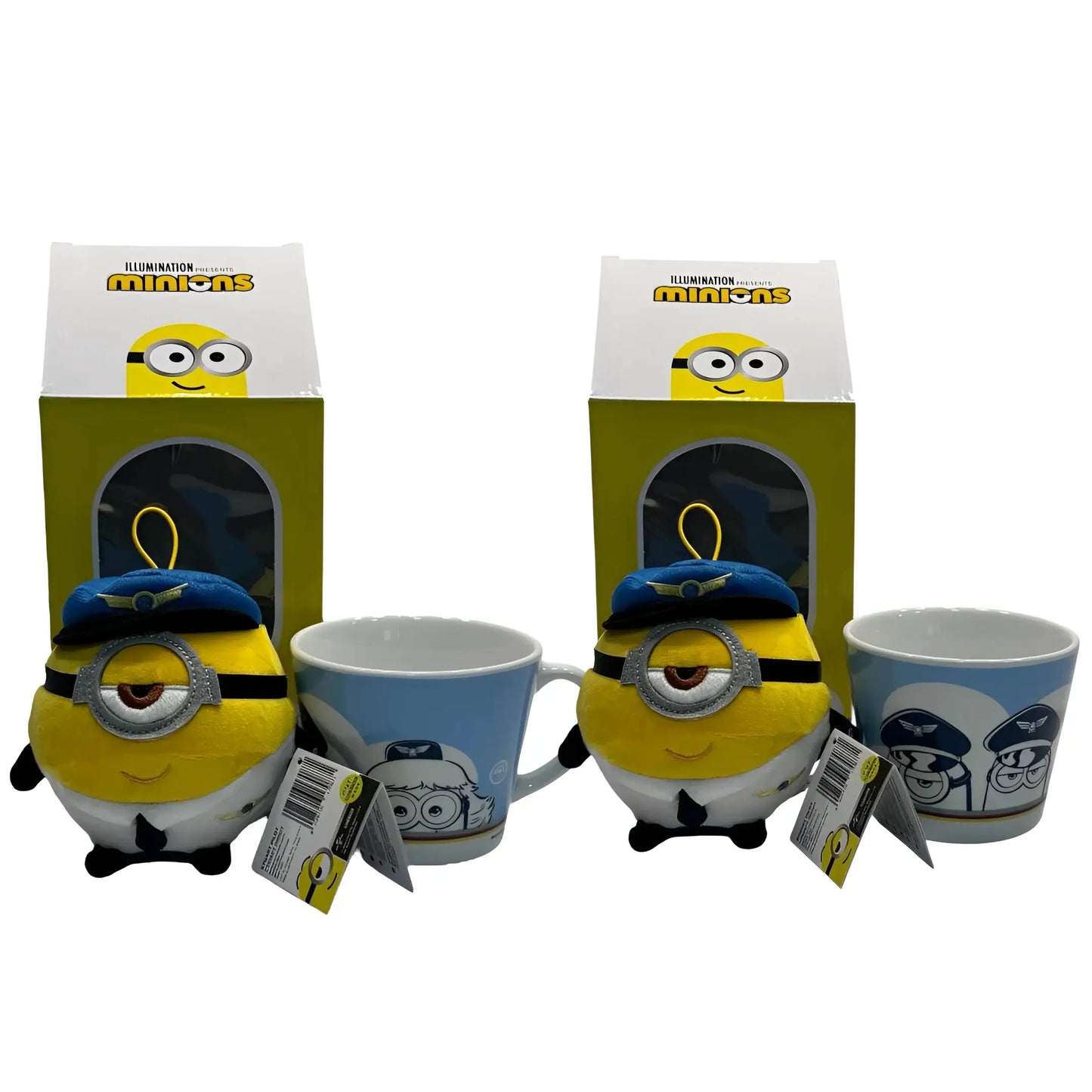 Taza cerámica 350ml con peluche de Minions piloto azul - taza
