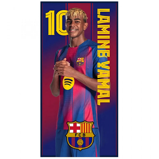 Toalla Playa Piscina Infantil FC Barcelona Lamine Yamal de lado 70x140cm