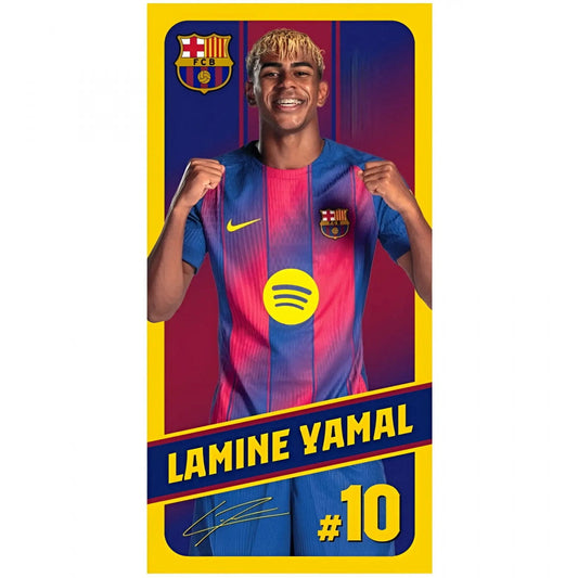 Toalla Playa Piscina Infantil FC Barcelona Lamine Yamal nombre 70x140cm