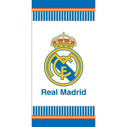 Toalla Playa Piscina infantil Real Madrid blanca 180x90cm