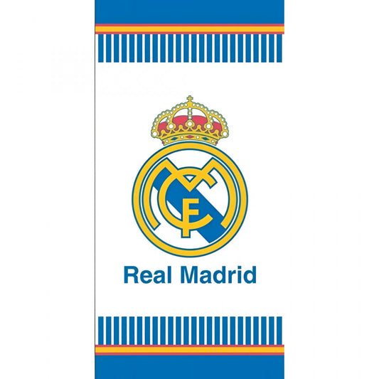 Toalla Playa Piscina infantil Real Madrid blanca 180x90cm