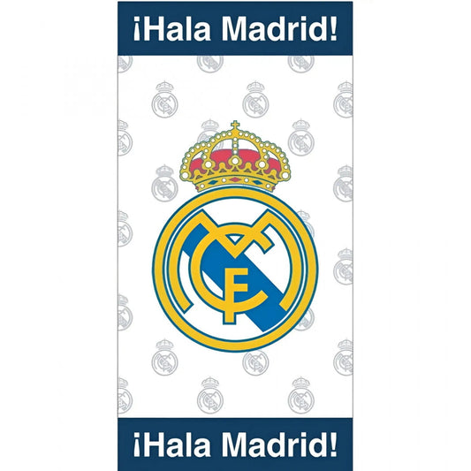Toalla Playa Piscina infantil Real Madrid blanca Hala Oficial 70x140cm