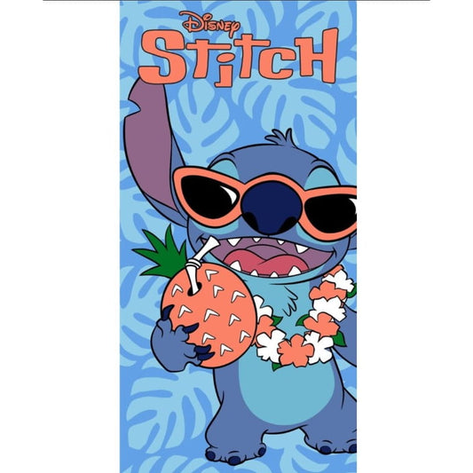 Toalla Playa Piscina infantil STITCH TROPICAL gafas y coco 70x140cm