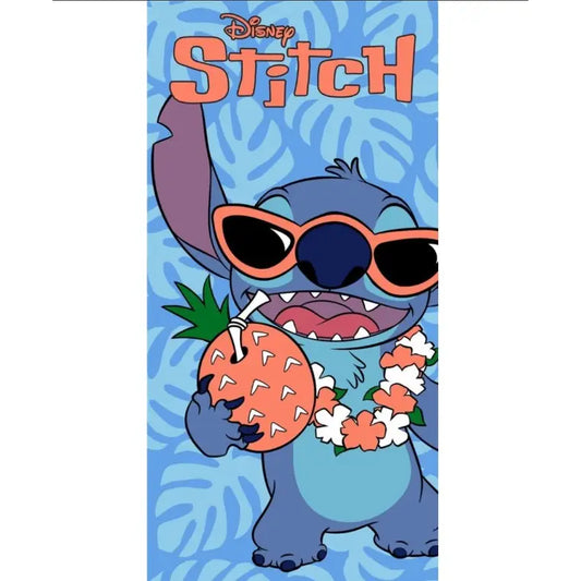 Toalla Playa Piscina infantil STITCH TROPICAL gafas y coco 70x140cm