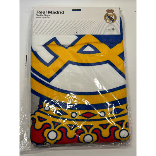 Toalla Playa Piscina Real Madrid Franja Oficial 70x140cm infantil de microfibra para niños