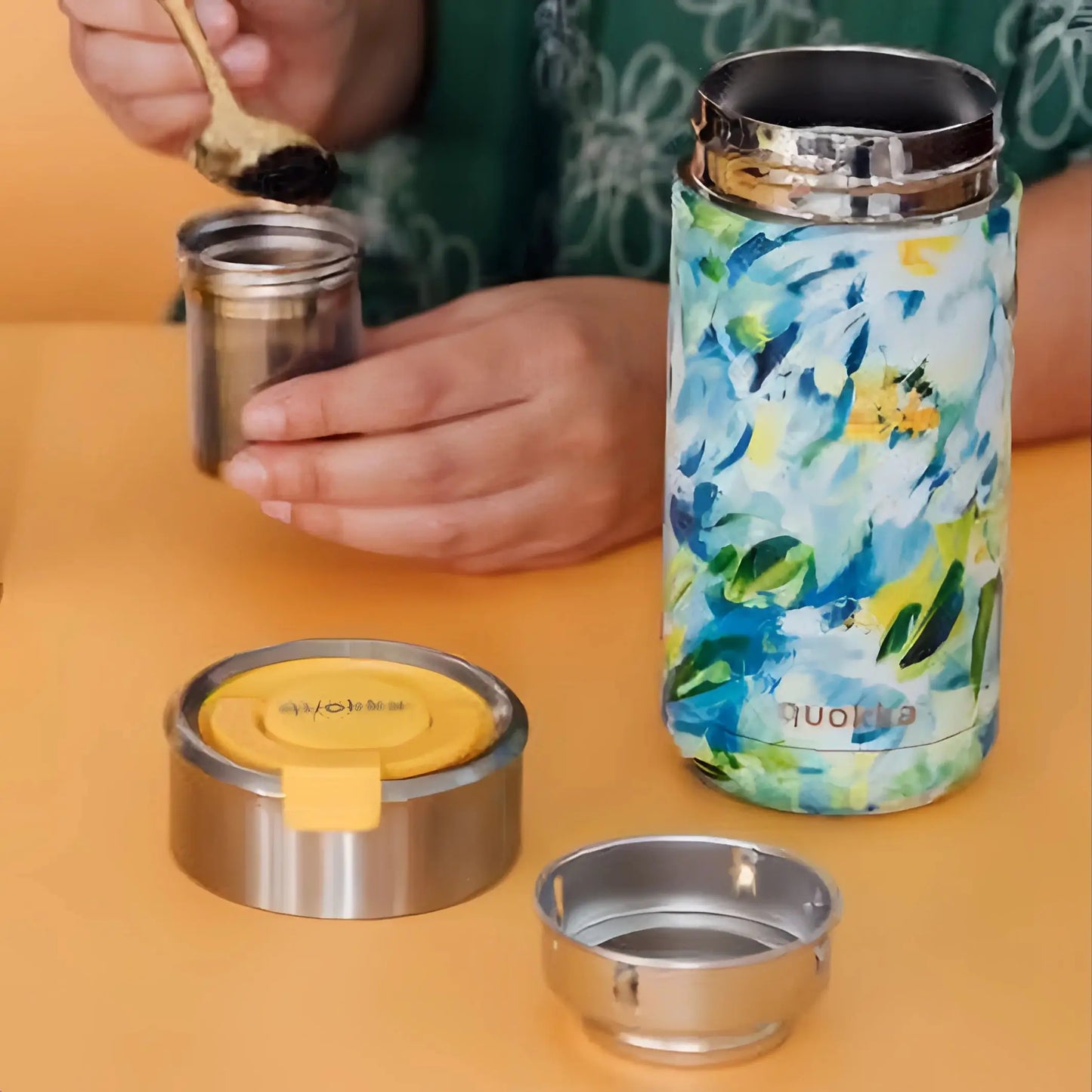 Vaso Térmico Acero Inoxidable Quokka 400ml Abstract Taza Reutilizable Café Te Frío y Caliente bebidas - Botella