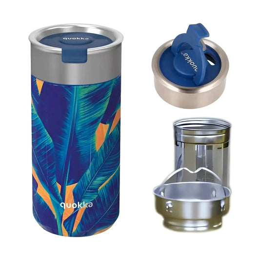 Vaso Térmico Acero Inoxidable Quokka 400ml Blue Jungle Taza Reutilizable Café Te Frío y Caliente bebidas